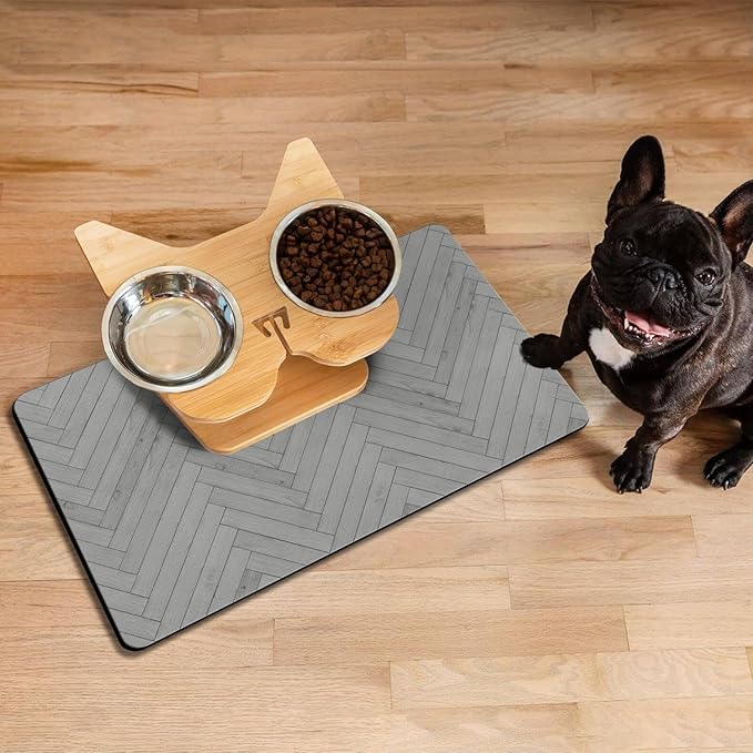 Dog Food Mats for Floors Absorbent, Pet Cat Food Mat - Quick Dry Dog Bowl Mats for Food and Water