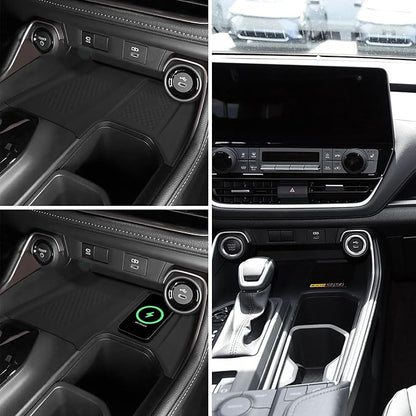 Wireless Charging Anti-Slip Mat Compatible with 2024 2025 Toyota Grand Highlander, Silicone Phone Charging Pad for Center Console, Heat-Resistant Non-Slip Protective Accessory