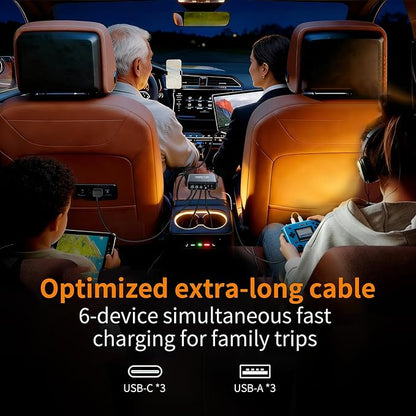 2026 New 200W Multi-Port USB-C/A Car Charger Station - QC3.0 & PD & PPS Fast Charging Adapter,Compatible with iPhone,iPad,MacBook,Android,Laptops,Dash Cams & Other Electronics - Simultaneous Charging