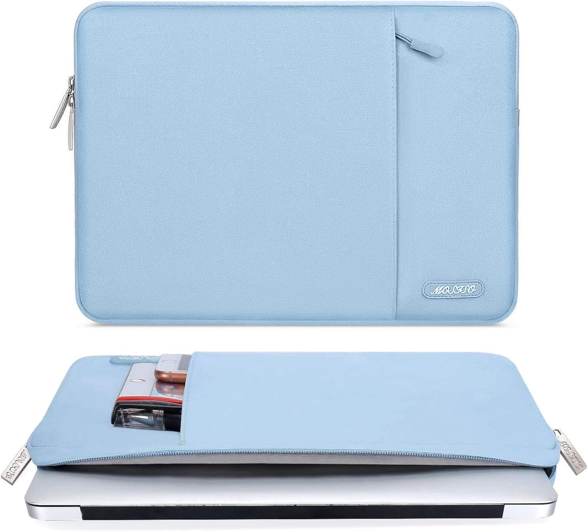 MOSISO Laptop Case 13.3 inch, 13-13.3 inch Laptop Sleeve Compatible with MacBook Air/Pro 13/Pro 14 M5 M4 M3 M2 M1, HP Dell ASUS Lenovo,Polyester Vertical Computer Sleeve Bag with Pocket, Air Blue