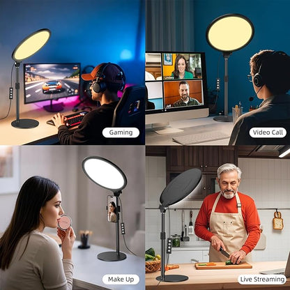 Anautin 10.5in LED Desk Ring Light, Video Conference Lighting