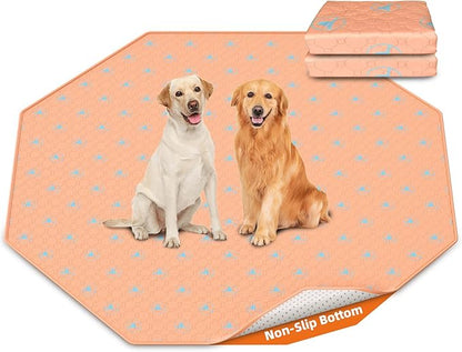 PJYuCien Washable Pee Pads for Dogs 2 Pack, 89" x 33" Octagonal Non-Slip and Leak-Proof Pee Mat, Puppy Training Pads for Whelping, Playpen, Crate, Bed （24/30/36/42'' 8 Panels Pen）
