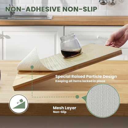 Drawer Liner and Shelf Liner for Kitchen Cabinet Liner Non-Adhesive Non-Slip Shelf Paper, Thick Strong Grip Waterproof Easy to Clean for Shelves, Cupboard, Desks, Khaki, 12 in x 10 FT
