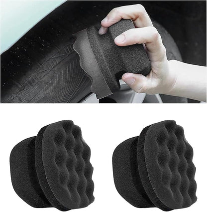 2 PCS Tire Dressing Applicator Pads, Reusable Hex Grip Tire Shine Applicator Polishing Sponge Pads, Wheel Tire Shine Detailing Foam for Most Vehicles, Car Accessories (Black, 3.15")