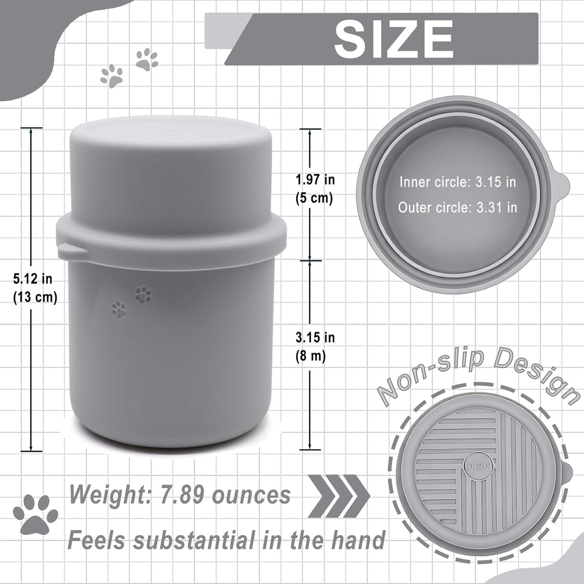 Original Canned Dog Food Storage Container | Silicone Can Cover Pet Food Sealer | BPA Free, Airtight, Dishwasher & Freezer Safe (Grey)