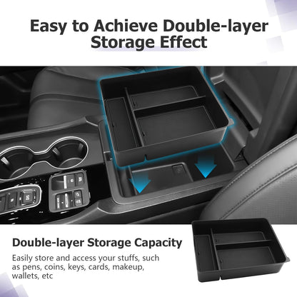 LUWU 2026 Passport Center Console Organizer Compatible with 2024 2025 2026 Honda Passport & 2023 2024 2025 Pilot & 2024 2025 Ridgeline Accessories Armrest Console Organizer Armrest Insert Tray (Black)