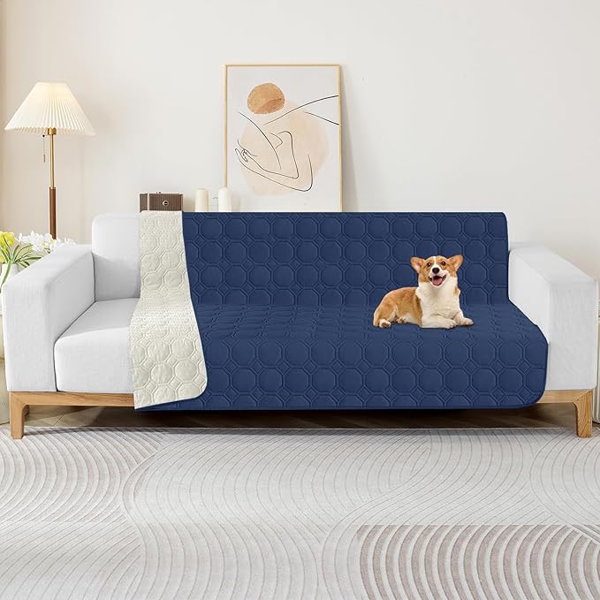 ZNSAYOTX Ultimate Cozy Blankets (52"x82") 100% Waterproof Bed Mat Blanket for Dog Pets, Couch Sofa Protector with Non-Slip Back Washable Durable, Pee Scratch Proof Easy to Clean (Navy Blue)