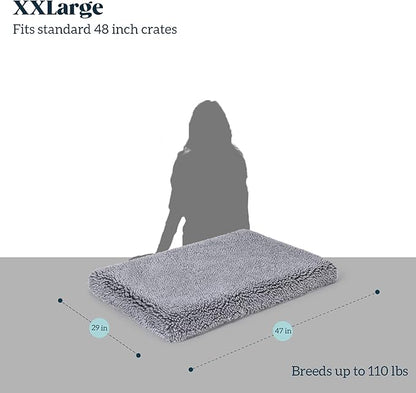 PELZIN Stoutwool 4" Indestructible Dog Bed - Orthopedic Chew Proof Dog Crate Pad - Fluffy Kennel Mat for Aggressive Chewers - Ideal for Extra Large Breeds & Fits 48-Inch Crate - 47"x29", Charcoal