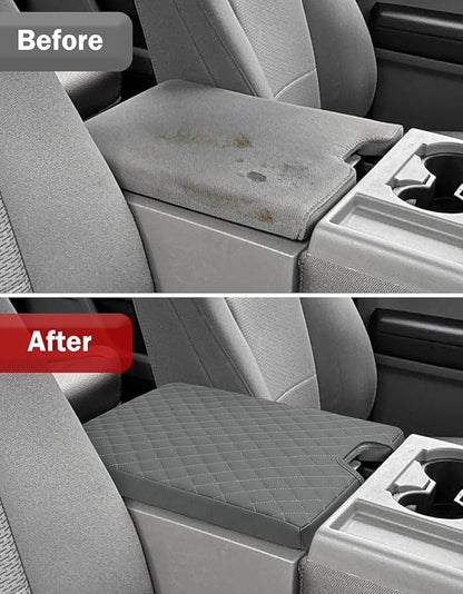 KBH Center Console Armrest Cover for 2015-2025 Ford F150, 2017-2025 F250 F350-F550, with 40/20/40 Jump Seat, Middle Console Protector, Vinyl Leather Interior Accessories, Anti-Scratch, Gray