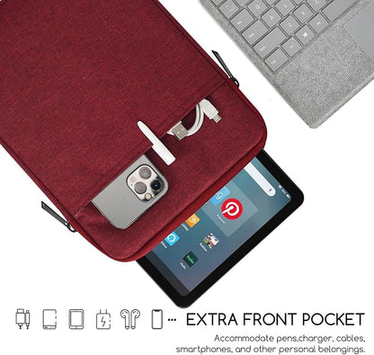 9.7-11" Tablet Sleeve Bag for 2023 11" Amazon Fire Max 11 & 10.1" Fire HD 10 Plus & Fire HD 10 Kids Pro, 11" iPad 11th/Air M3 M2 & Pro M5 M4 4 3 2 & Samsung Galaxy Tab S9 S9 FE S8 S7 A8 Case(Wine Red)