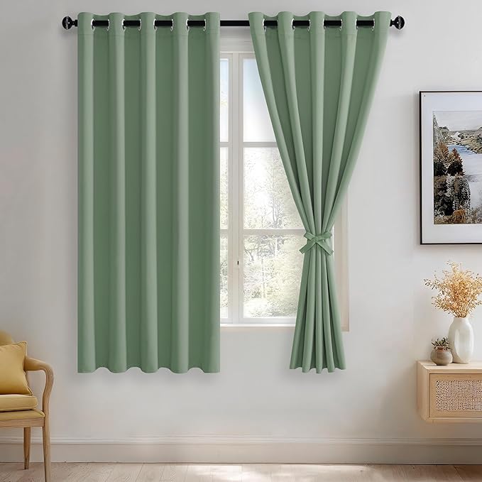 JIUZHEN Light Sage Blackout Curtains