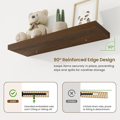 32in Floating Shelves for Wall, 2 Pack Long Wall Mounted Engineered Wood Shelves