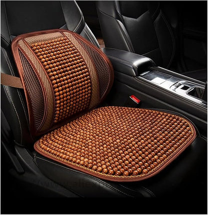 Car Seat Chair Back Cushion for Tesla Model 3 EV Sedan 2025, Wooden Beads Ventilate Mesh Lumbar Brace Strong Durable Relieve Fatigue Summer Interior Accessories,A-Waist Cushion