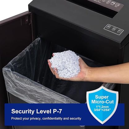 P-7 High Security Paper Shredder Heavy Duty, 5-Sheet Super Micro Cut, 11.9