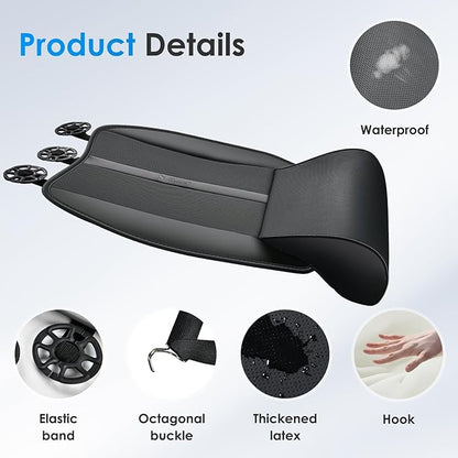 FLORICH Car Seat Extender Leg Support Cushion for Driver Seats Office Chair, Leather Widened seat Cushion for Long Drivers Universal Car Seat Cushion Legs Rest Pads-Black