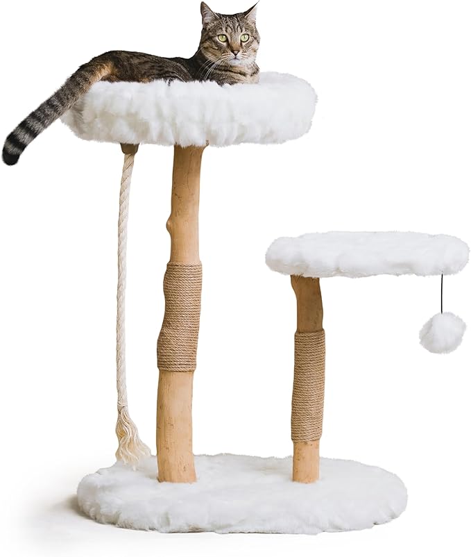 Mau Lifestyle White Rizzo Cat Tree, 32" H, 27 LBS