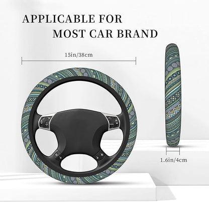Boho Pattern Steering Wheel Cover Neoprene Universal 15 Inches Car Steering Wheel Protector for Women Men