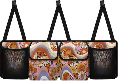 Floral Flowers Trunk Organizer Suv Collapsible Cargo Bag Sturdy Car Storage Organizer for Women SUV,Cars,Vans,Space Saving Expert