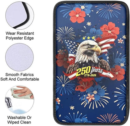Dreaweet 250 Years Patriotic Eagle Center Console Cover Universal Middle Console Covers for SUV Truck Scratch & Wear Resistant Car Armrest Storage Box Mat Protector