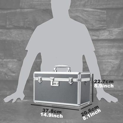 Storage Lock Box with Combination code, Lockable Medicine Storage Case, Empty First Aid Box, Security Lock Box, Multipurpose Lockbox for Home and Outdoor Use (Gray, X-Large)