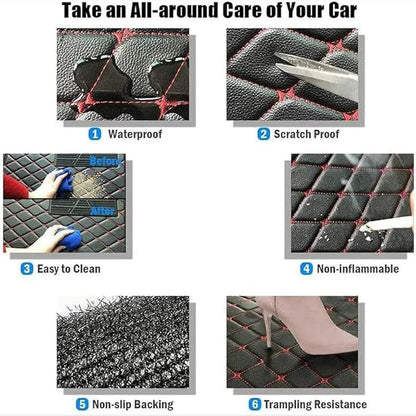 TREGOO All Weather Car Mats Custom Fit Non Slip Floor Mats for 1998-2025 Cars Personalized Leather Protection Pads Suitable for Men Women (Black Rice)