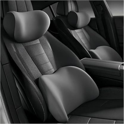 Car Lumbar Support Pillow and Car Neck Pillow Kit for BMW Z4 Z4M E85 E86 E89 G29 E52 20i 30i M40i, Car Seat Neck Back Rest Pillows, Ergonomic Car Seat Headrest & Lumbar Cushion,B Grey