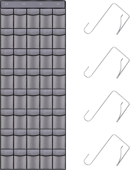 40 Mesh Pocket Over the Door Shoe Organizer,Hanging Shoe Rack for Closet Storage Holder for Dorm Room College Classroom Storag(Grey)