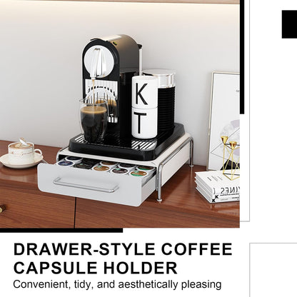 Pod Holder Drawer Capsule Organizer, Pull Out Coffee Pods Storage, Slide Out Drawers Holder for Capsules, Under Brewer Storage Sliding Drawer, Home Kitchen Counter Organization (Black, S)