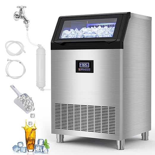 Commercial Ice Maker Machine 350 Lbs/24H, 60 Lbs Ice Bin, Undercounter Ice