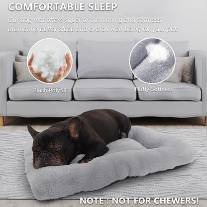 zihapgpzp 24 Inch Dog Crate Bed Washable, Comfort Fluffy Plush Dog Cushion Kennel Pad for Small Doggie and Cats, Non-Slip and Machine Washable Deluxe Pet Sleeping Mat, 24" x 18"x 2", Light Grey