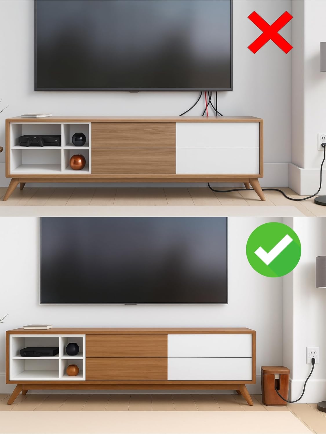 Extra Large Cable Management Box - Cable Organizer Box and Power Strip Box for Electrical Cord Management - Desk Cord Hider and Floor Cable Management - Wire Storage and Organization for Cords