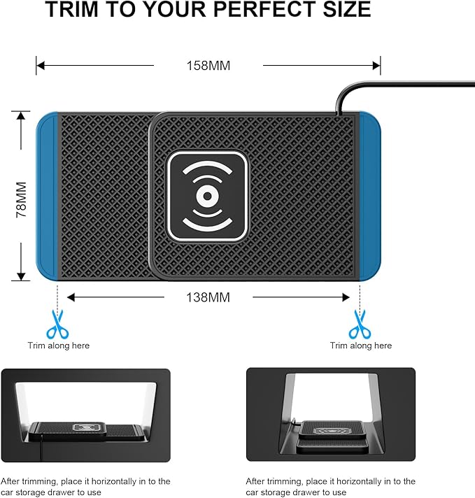 Wireless Charging Pad for Car for Kia Sportage 2018-2023 2024, 20W Fast Qi Car Ultra-Slim Wireless Charger Mat Non-Slip Silicone Dashboard Charging Pad,USB