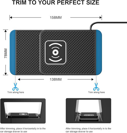 Wireless Charging Pad for Car for Kia Sportage 2018-2023 2024, 20W Fast Qi Car Ultra-Slim Wireless Charger Mat Non-Slip Silicone Dashboard Charging Pad,USB