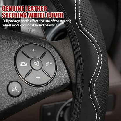 Car Steering Wheel Cover, 14.5-15 Inch Comfortable Grip Microfiber Leather Non-Slip Wheel Cover, Auto Elastic Breathable Wheel Steering Protector, Universal Interior Accessories Fit Vehicles