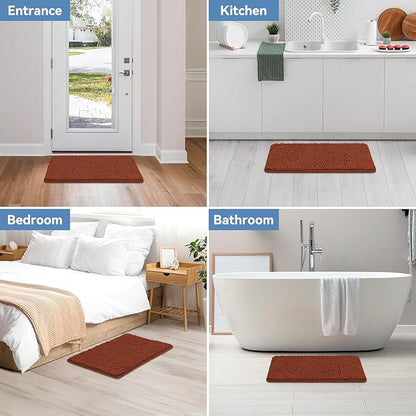 Bcoimo 30"×20" Absorbent Bath Mat, Non-Slip with Backing Chenille Bath Rug and Machine Washable Bathroom Mat Quick-Dry Design. Ideal for Bathroom and Tub Areas