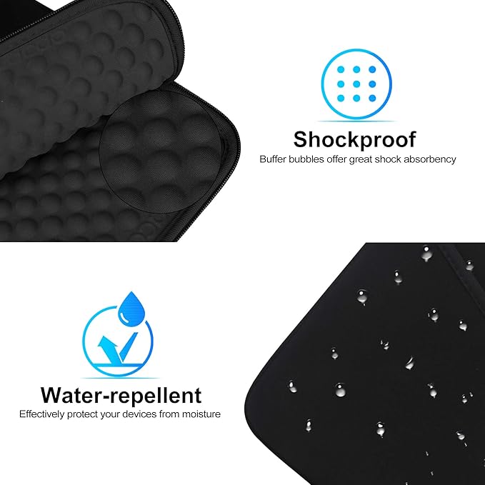 Lacdo Tablet Sleeve Case for 11 inch iPad A16 / 11 inchs iPad Pro M5 M4 / 11" iPad Air M3 M2 / 10.9" iPad / 10.2" iPad / 10.9" ipad Air / 11 Inch Samsung Galaxy Tab A9+ Bag, Fit Magic Keyboard, Black