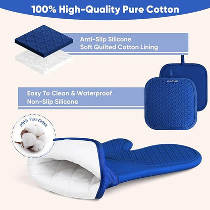 Silicone Oven Mitts Pot Holder Kitchen-Towels100% Cotton Dish Towels for Kitchen,Super Soft and Absorbent Kitchen Hand Towels/Tea Towels.Pot Holder,Oven Mitt Heat Resistant,Silicone Grip,Gift Set