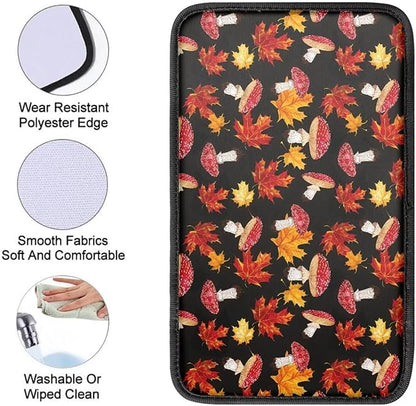 Maple Leaves Mushroom Vehicle Armrest Covers Armrest Seat Box Cover Protector Middle Storage Organizer Pad Aesthetic Interior Decor