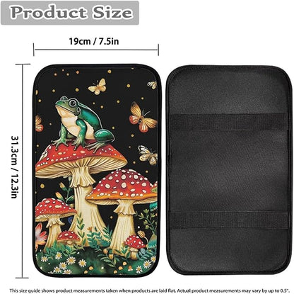 Car Center Console Armrest Cover Pad with Frog Mushroom, Easy to Install Automobile Armrest Covers for Trucks Van SUV