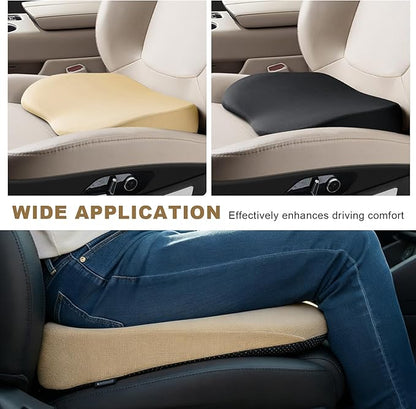 2 in 1 Wedge Car Cushion for Driving, 3 Inch Soft Memory Foam Driver Seat Pad for Lumbar Support, Breathable Low Back Support Pillow Enhances Driving Comfort, Car Accessories (Beige)