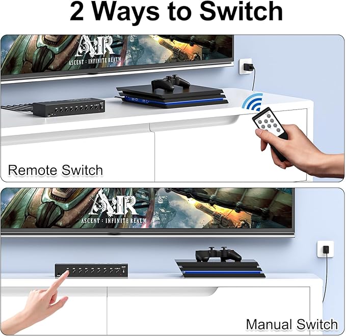 Azduou 4 AV Inputs + 4 HDMI 2.0 Inputs to HDMI Converter
