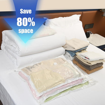 10 Pack Jumbo Vacuum Storage Bags with Hand Pump, Sturdy Leak-Free Vacuum Seal Bags, 80% Space Saver Vacuum Seal Bags for Clothing, Pillows, Bedding, Blankets, Comforters, Travel Luggage - Jumbo