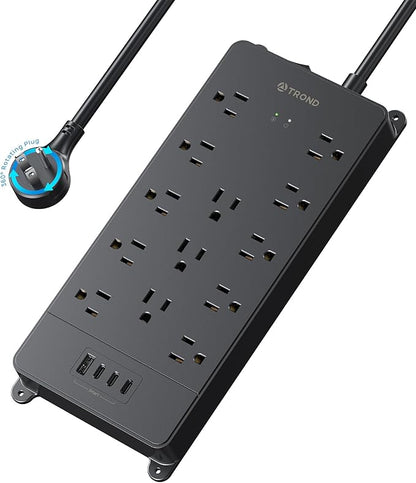 TROND 360° Rotating Flat Plug, Surge Protector Power Strip, 13AC Widely Spaced