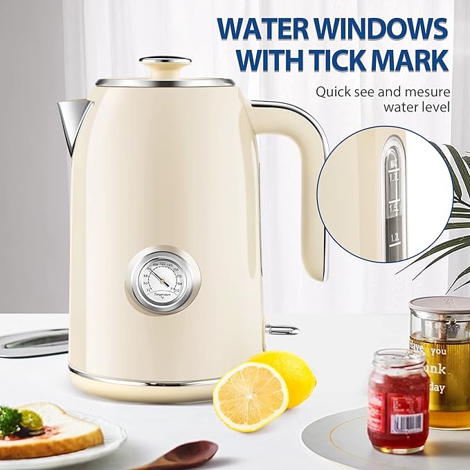PUKOMC Electric Kettle, 1.7L Stainless Steel Tea Kettle