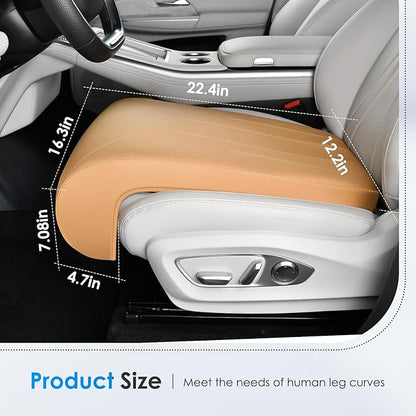 FLORICH Car Seat Extender Leg Extender Support Cushion for Driver Seats Office Chair, Leather Carseat Leg Support for Long Drivers Universal Car Seat Cushion Legs Rest Pads-Brown