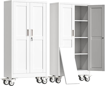 61" H Metal Garage Storage Cabinet, Rolling Tool Cabinet
