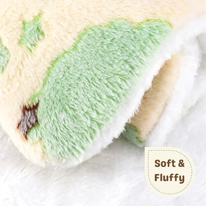 2 Pcs Bunny Bed, Washable Rabbit Bed, Double-Sided Fleece Sleeping Pad for Guinea Pig, Dwarf Rabbit, Chinchilla, Ferret, Hamster, Warm Small Animal Cage Mat, 13x10in, Yellow Star & Moon