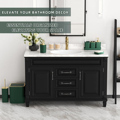 Bathroom Accessories Set - Gorgeous Green Bathroom Set, 10PC Green Bathroom Accessory Set, Bathroom Sets with Toilet Brush, Bathroom Trash Can