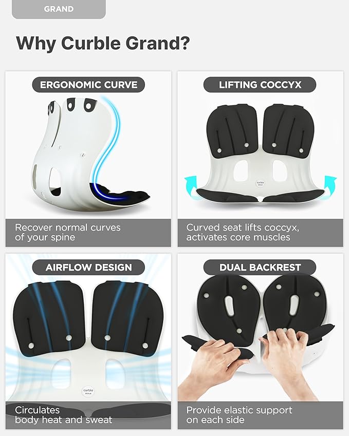 Curble GRAND 2PACK – Ergonomic Chair Back Support, Lumbar Support