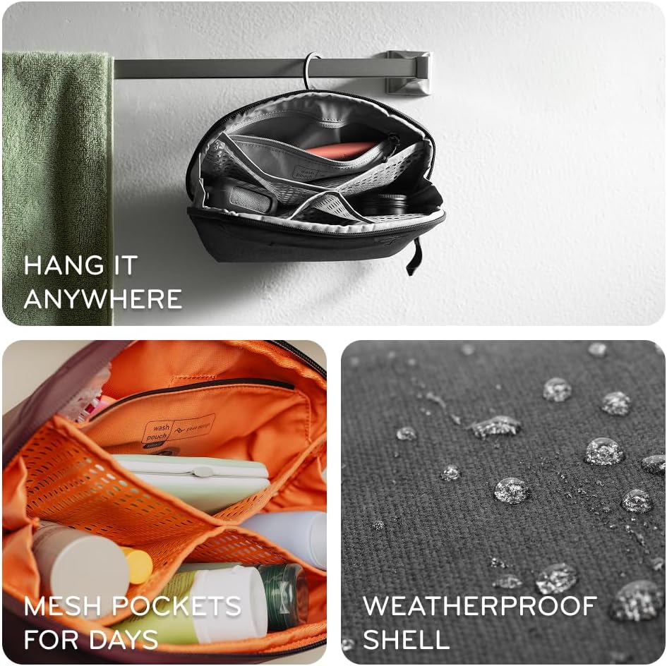 Peak Design Small Wash Pouch, Ocean, Weatherproof Travel Toiletry Bag, Upright or Hanging with Pockets, Magnetic Toothbrush Pocket, Wide UltraZip Opening, Toiletry Bag for Men and Women